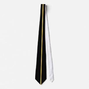 Mustard Centred Thin Vertical Line on Black Tie