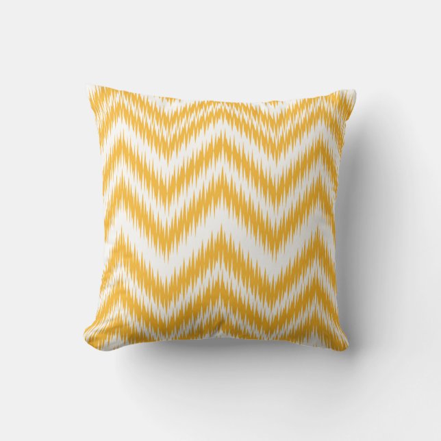 Mustard Chevron Ikat Pattern Pillow (Front)