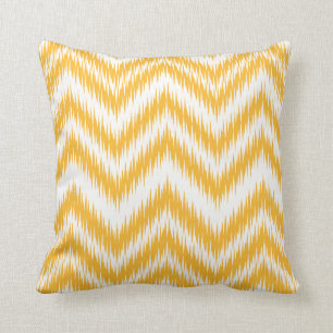 Mustard Chevron Ikat Pattern Pillow