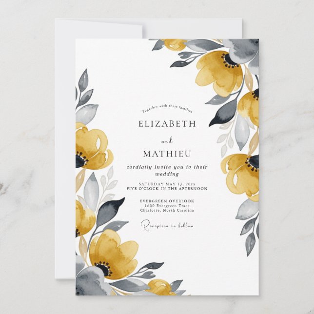 Mustard Chic Botanical Wedding Invitation (Front)