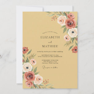 Mustard Clay Peony Wedding Invitation