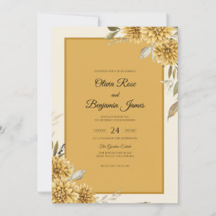 Mustard Dahlia Wedding Invitation