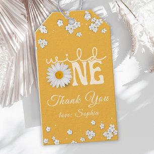 Mustard Daisy Wild One 1st Birthday  Gift Tags