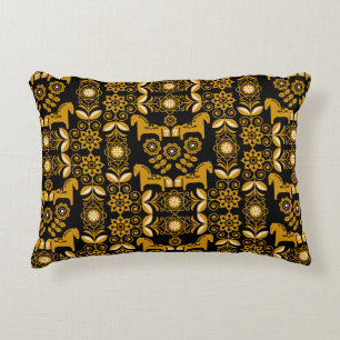 Mustard Dala Swedish Horse Print Decorative Cushion