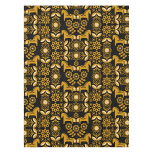 Mustard Dala Swedish Horse Print Tablecloth