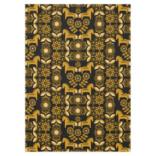 Mustard Dala Swedish Horse Print Tablecloth