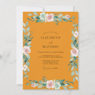Mustard Dusty Pink Petal Wedding Invitation