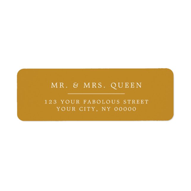 Mustard Elegant Classic Simple Return Address Label (Front)