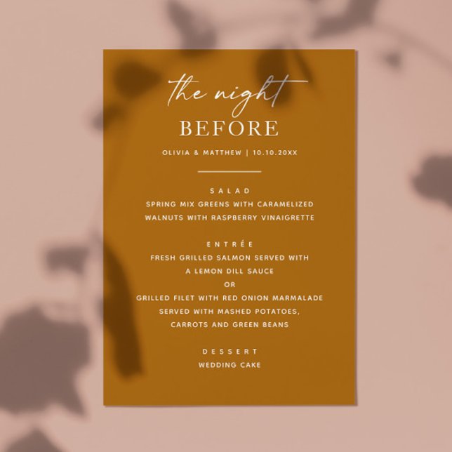 Mustard Fall Rehearsal Dinner. Night Before Modern Menu (Creator Uploaded)