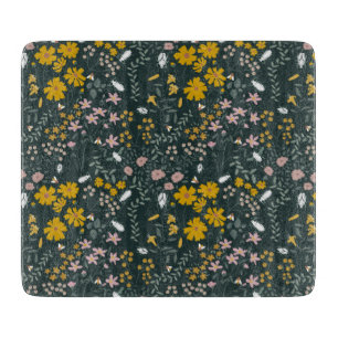Mustard Floral Beetles & Bees Bohemian Wildflowers Cutting Board