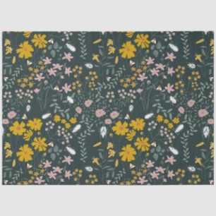 Mustard Floral Beetles & Bees Bohemian Wildflowers Tissue Paper
