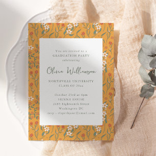 Mustard Floral Modern Graduation Party 2026 Invitation
