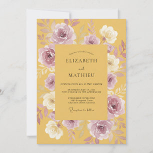 Mustard Floral Romance Wedding Invitation