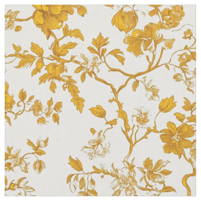Mustard Floral Sprigs Fabric (Close Up)