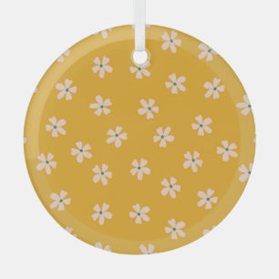 Mustard floral: vintage ditsy blender glass tree decoration