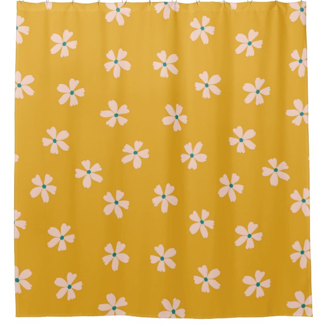 Mustard floral: vintage ditsy blender shower curtain (Front)