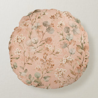 Mustard Floral Vintage Vine Botanical Baby Blanket Round Cushion