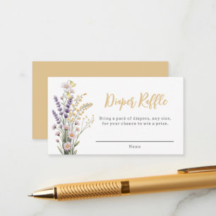 Mustard Floral Wildflower Diaper Raffle Enclosure  Card