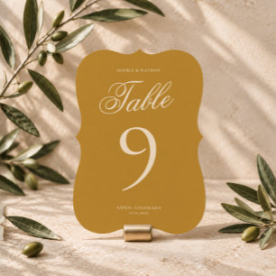 Mustard Gold Die Cut Wedding Table Number
