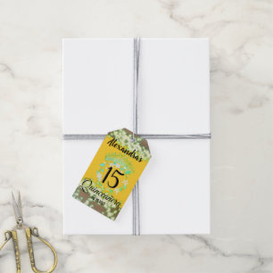 Mustard Gold Elegant Quinceanera Celebration Gift Tags