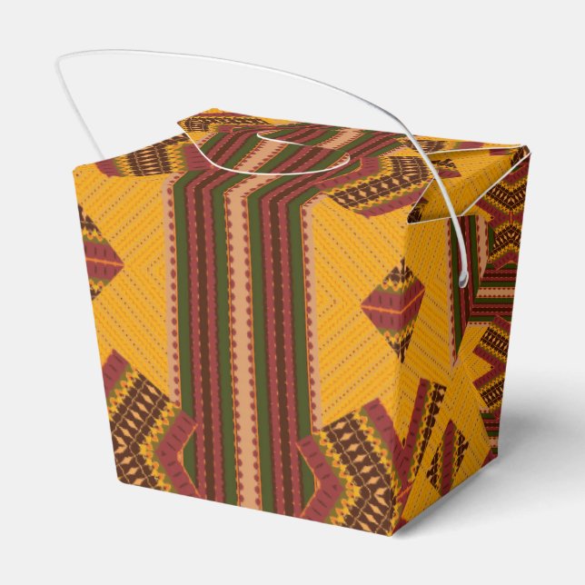 Mustard Gold Geometric Pattern Favour Box (Back Side)