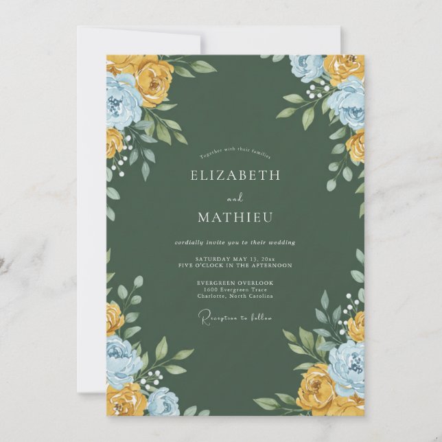 Mustard Gold Painted Wedding Invitation (Front)