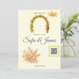 Mustard Gold Pampas Arch Save The Date QR   Autumn