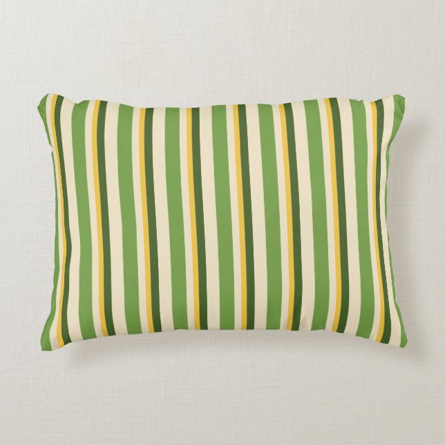  Mustard Green Cream Coordinating Stripe  Decorative Cushion (Front)