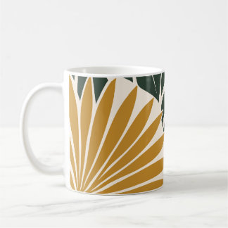 Mustard Green Tropical Leaf Silhouette Coffee Mug