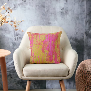 Mustard Hot Pink Artistic Contemporary Cushion