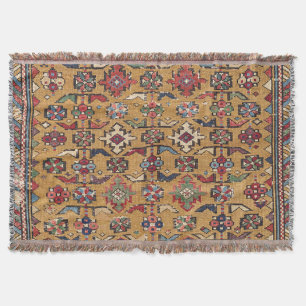 Mustard Khyrdagyd 19th Century Colourful Dark Red Throw Blanket