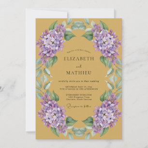Mustard Lilac Wreath Wedding Invitation
