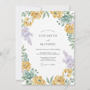 Mustard Luminous Floral Wedding Invitation