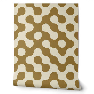 Mustard Mid Century Organic Geometric Dots Wallpaper