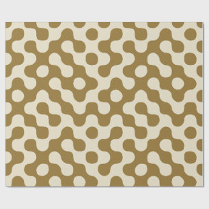 Mustard Mid Century Organic Geometric Dots Wrapping Paper