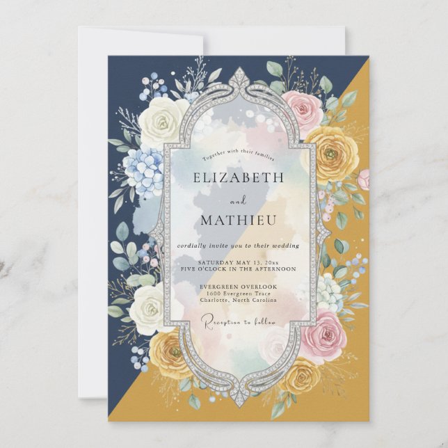 Mustard Midnight Painted Wedding Invitation (Front)