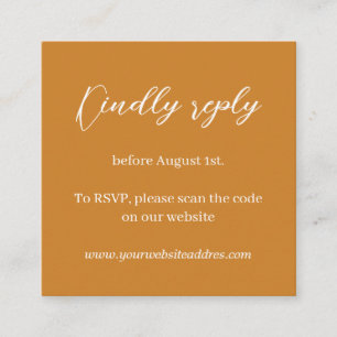 Mustard minimalist wedding RSVP Enclosure Card