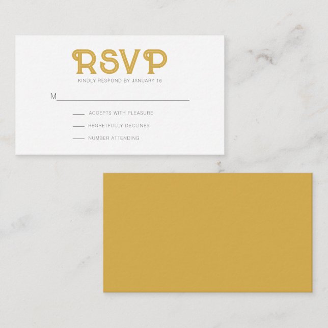Mustard Modern Seventies RSVP Enclosure Card (Front/Back)