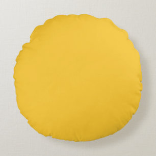 Mustard ochre yellow solid basic plain colour round cushion