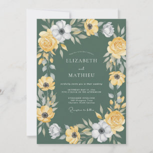 Mustard Olive Petal Wedding Invitation
