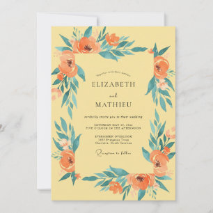 Mustard Orange Leaf Wedding Invitation
