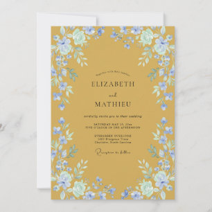 Mustard Periwinkle Petal Wedding Invitation