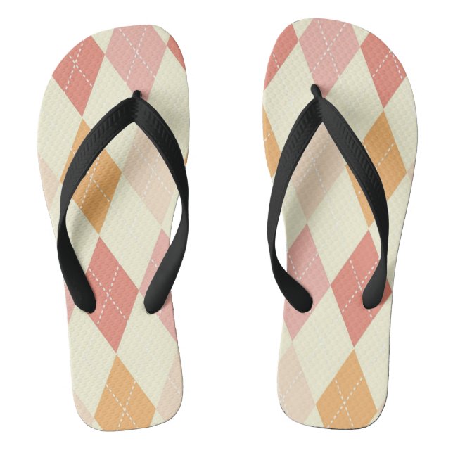 Mustard & Pink Argyle   Thongs (Footbed)