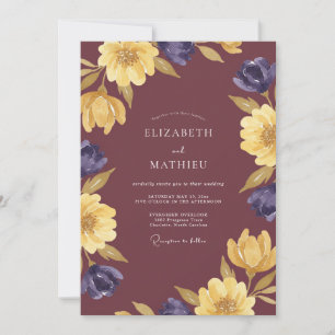 Mustard Plum Ranunculus Sage Wedding Invitation