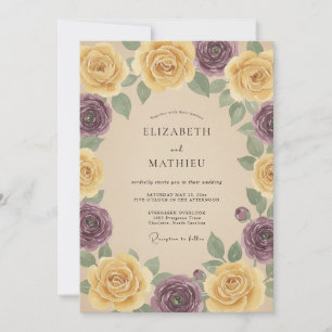 Mustard Plum Timeless Autumn Wedding Invitation