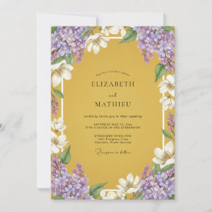 Mustard Purple Lilac Muted Eucalyptus Wedding Invitation
