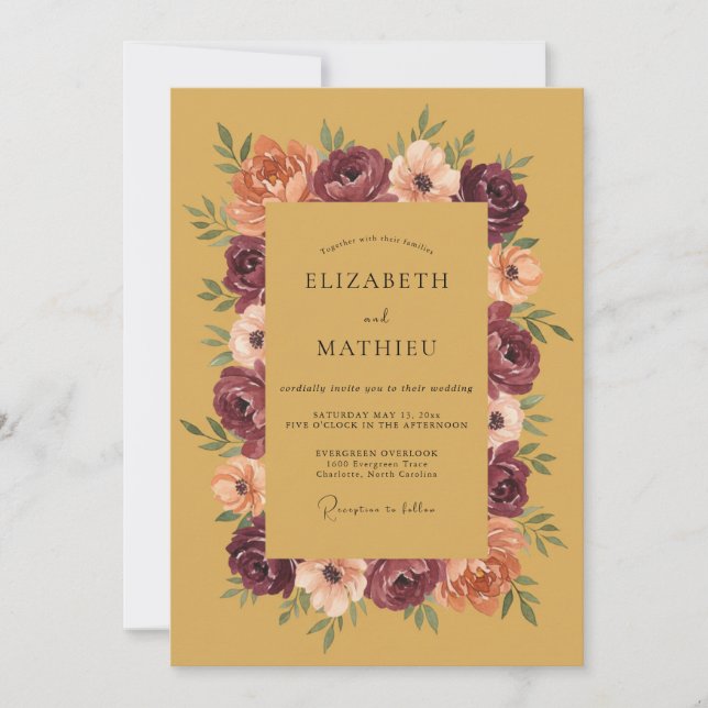Mustard Ranunculus Eucalyptus Wedding Invitation (Front)