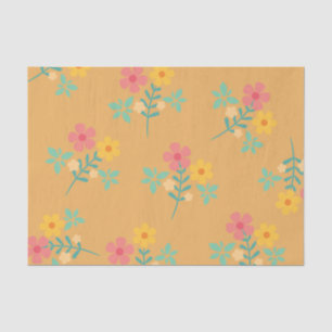 Mustard Retro Daisy Bouquet Pattern  Tissue Paper