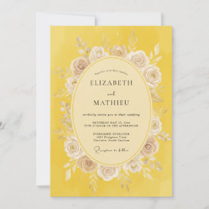 Mustard Romantic Floral Wedding Invitation