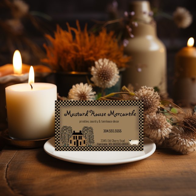 Mustard Saltbox House Rustic Kraft Business Card (Creator Uploaded)